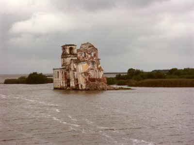 Old ruines in the Volga River