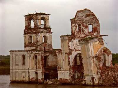 Old ruines in the Volga River