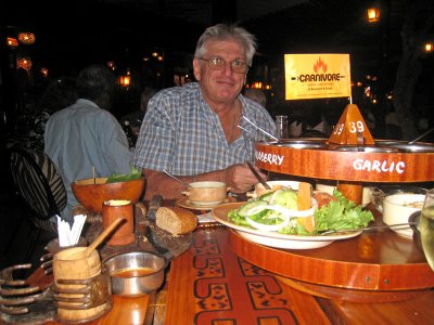 Dave at the table at Carnevors Restaurant