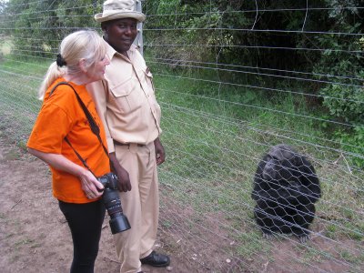 Talking to the ranger about the chimps they are so beautiful but have been so badly treated before coming to the sanctuary