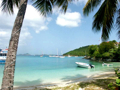 Typical view of a St Thomas beach