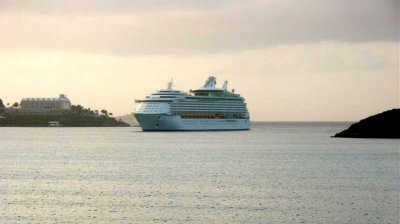 Ship arriving at dawn