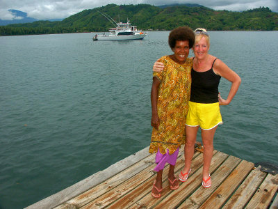 Mopsie and Rene standing on the jetty