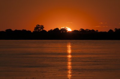 Sunset on Okavango, Botswana
