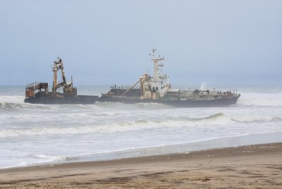 Wreck on Skeleton Coast in Namibia