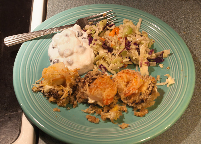 Morels, Cabbage Salad and Homemade Yogat and Blueberries.
