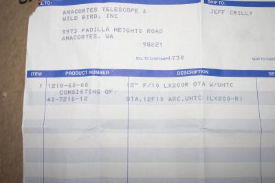 Packing slip w/ correct part numbers