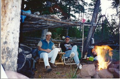 Brent and I at the Elk Camp on Carter Creek