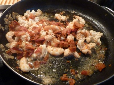 Add bacon and lemon and onions
