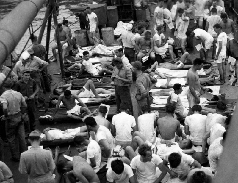 USS Indianapolis - Survivors on deck of the USS Bassett   8-5x11 (4)