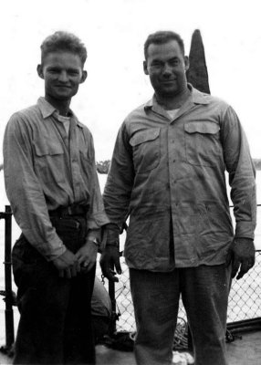 USS Bassett - Two men standing on deck (5)