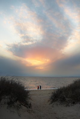 Walking the beach at sunset
