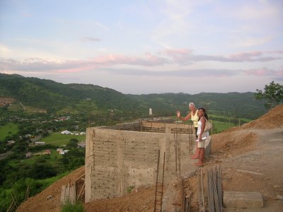 Renda and Betsy looking at one unit going up