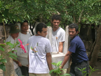 bringing in the sink, solid concrete it was heavy!