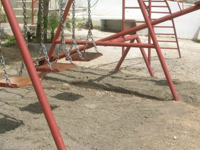 sand under the swings