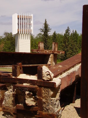 9-11 memorial with bell tower on the Canada side... which I thought looked ironically like a World Trade Tower