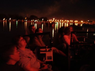 And our necks get tired looking up at the fireworks... a fun evening cruise.