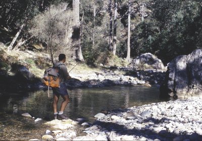 USING A SPINNING LURE IN THE CLEAR WATERS OF JENOLAN CREEK