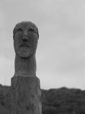 Wooden beach sculpture