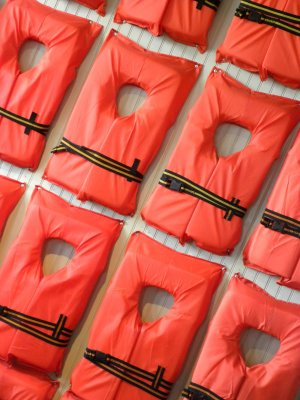 Life jackets, in case diners fall overboard
