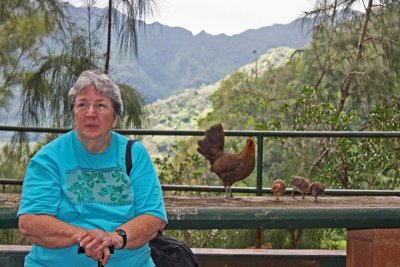 Susan with chickens