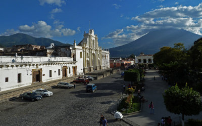 Antigua Cathedral Plaza Volcano