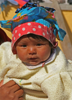 Tarahumara Baby Red  Blue Hat