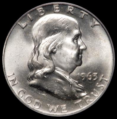 1963-D Franklin Half PCGS MS 64 FBL obv