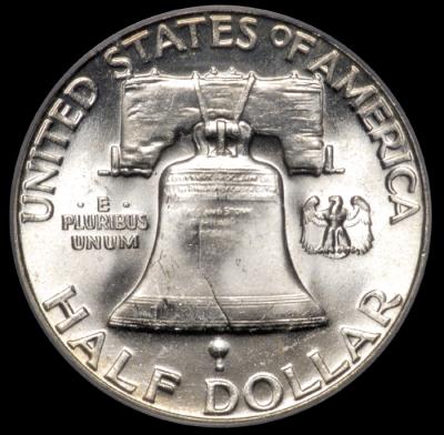 1960 Franklin Half Dollar PCGS MS 64 FBL rev