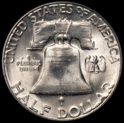 1954-S Franklin Half Dollar PCGS MS 64 FBL rev