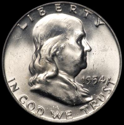1954-D Franklin Half Dollar PCGS MS 64 FBL obv