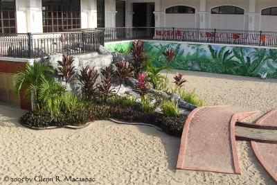 Sand by the pool