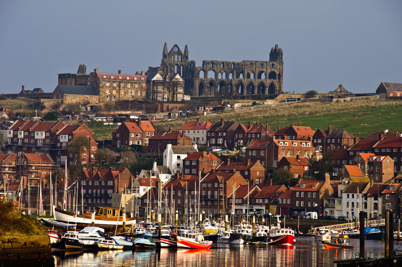 Whitby harbour with the Abbey above