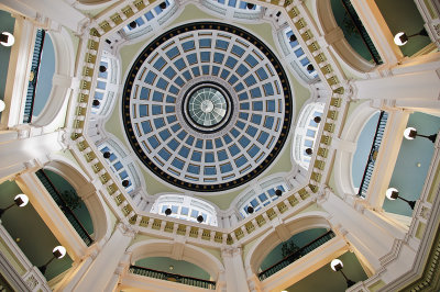 Looking up in the centre of the Port of Liverpool Building