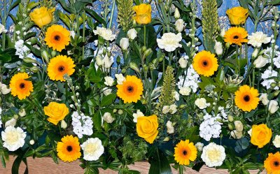 Nave altar flowers    