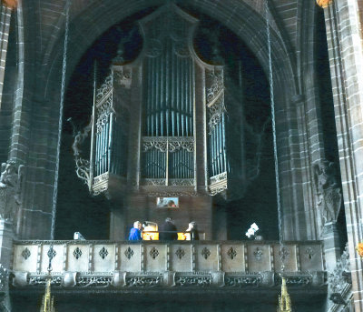 Ian with the boys in the Lady Chapel organ loft