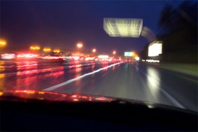 Morning Drive to Work in the Rain