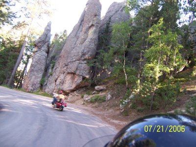 THE ROADS WERE GREAT TO RIDE ON HERE KAREN GOT A SHOT OF ME GOING THROUGH ONE OF THE CURVES
