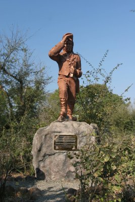 A statue of David Livingstone at Victoria Falls