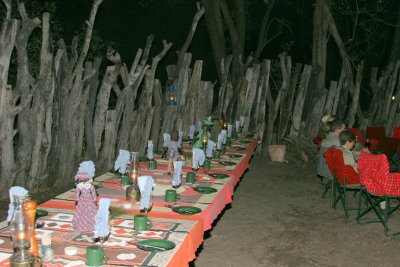 Preparing for dinner in a traditional African boma