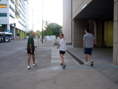 Friday morning run to the start of the ACSM 5k - Jeff Lynn, Lisa Butler, Clinton