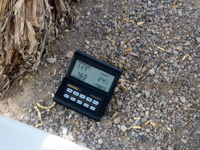 weather station at the pre-race meeting (that's a heat index of 130F/54C)