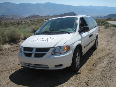 Jurek crew vehicle on the portal road about 7 miles from the finish