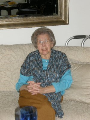 Easter. Grandma wore the new wrap that Kristin knitted for her.JPG