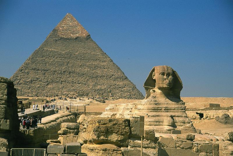 The traditional photo of the Pyramid and the Sphinx