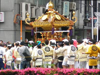 Shinto Shrine carried by followers in Tokyo streets