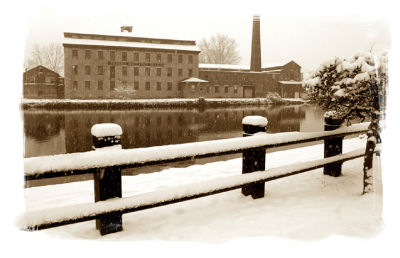 sepia mill in the snow...