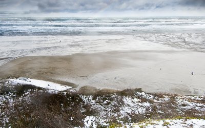 Snowy Beach and  2 little rainbows