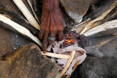 Vedda Making Fire Sri Lanka