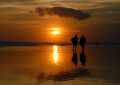   Kuta Beach Sunset -  2 Surfers